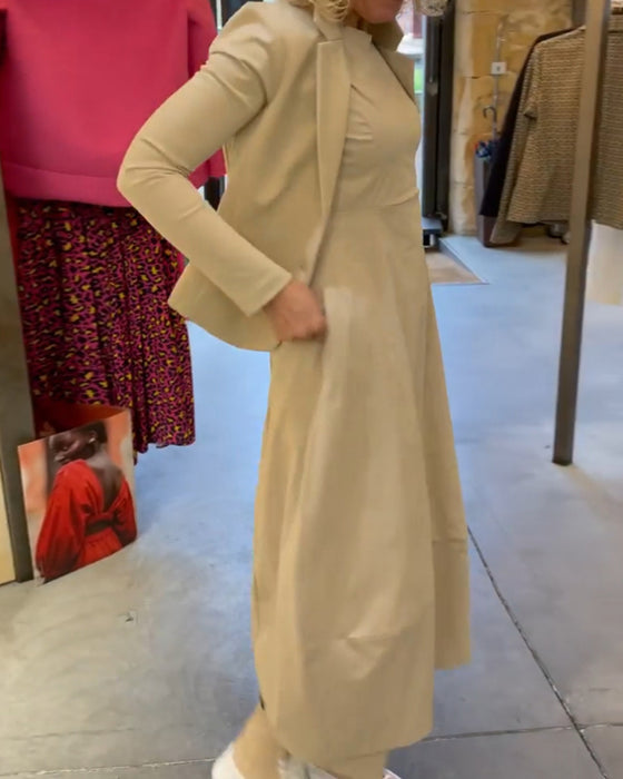 Casual solid colour long sleeve dress