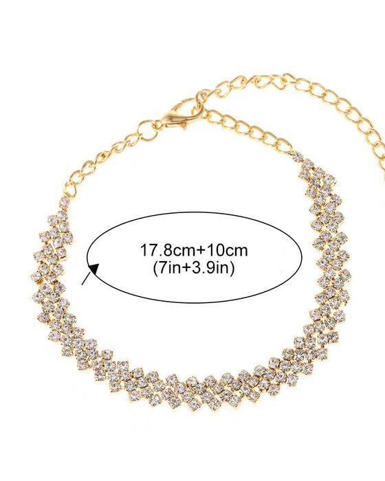Irregular rhombus rhinestone anklet