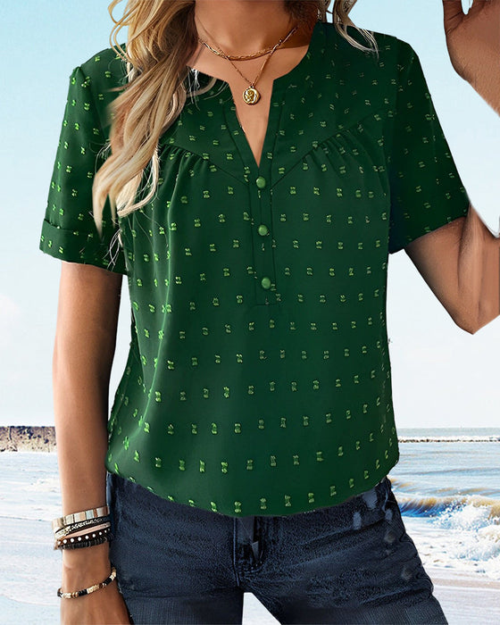 V-neck button down T-shirt