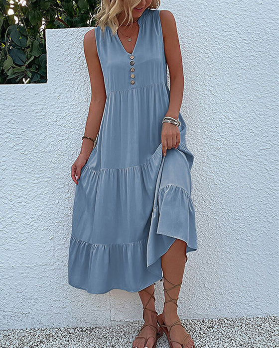 Solid color sleeveless casual dress