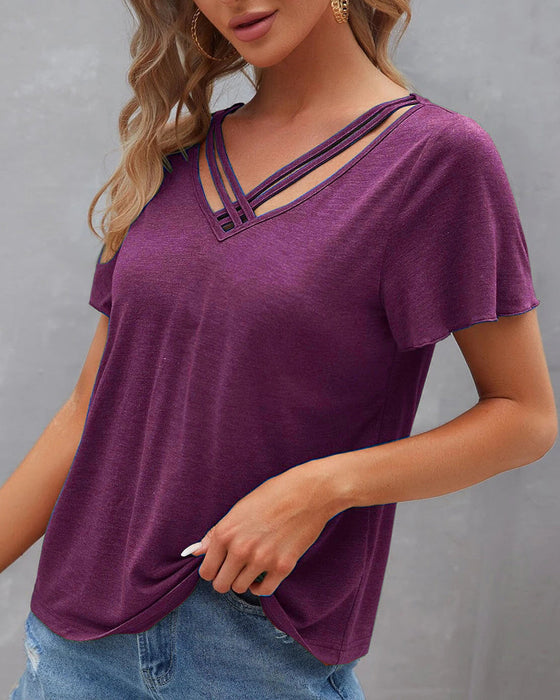 Solid color Cut Out T-shirt