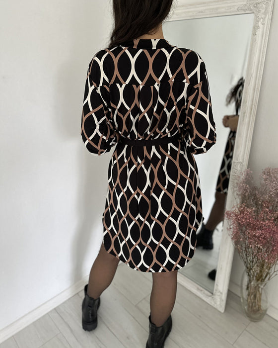 Retro rhombus print dress