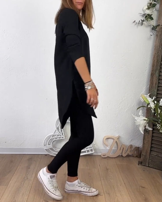 Mid-Length Top Mit Crew Neck