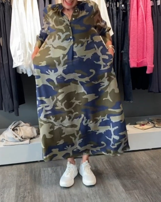 Camouflage style printed dress