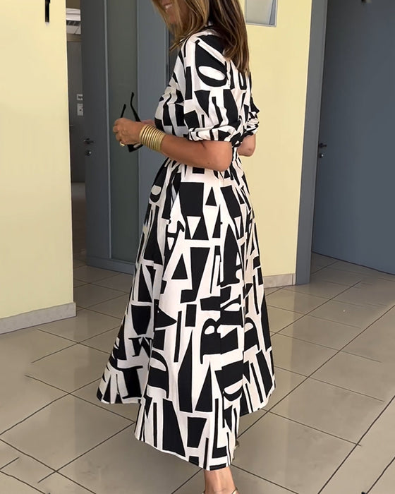 Geometric print loose dress