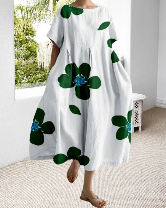 Loose short sleeve printed dress
