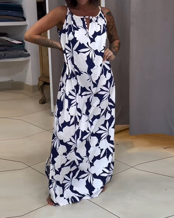 Strappy printed shift dress