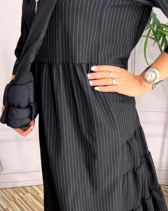 Simple pitted round neck dress