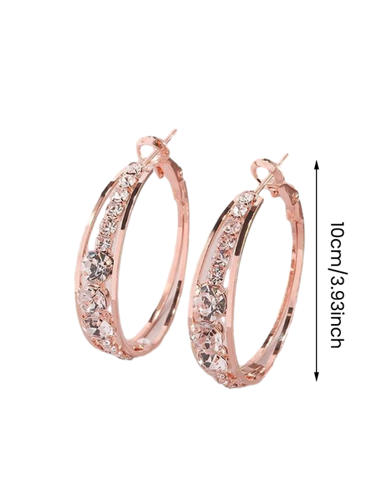 Rhinestone-encrusted large hoop earrings