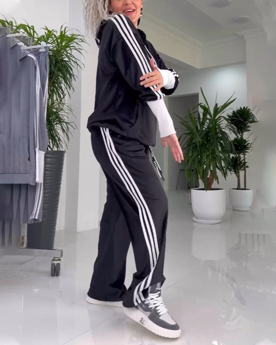 Hooded sweatshirt and pants two-piece set