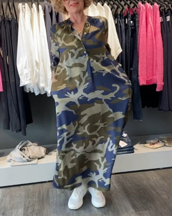 Camouflage style printed dress