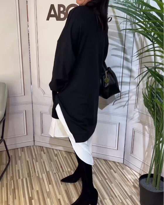 Round Neck Patchwork Dress