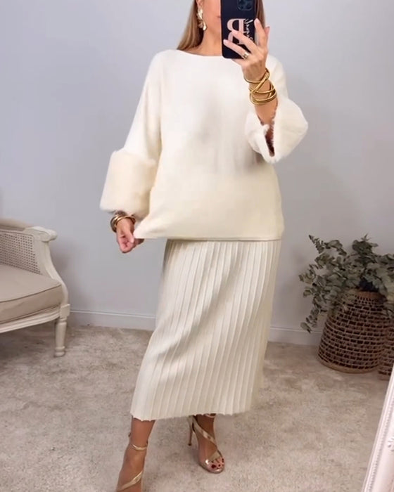 Elegant Solid color pullover with long sleeve