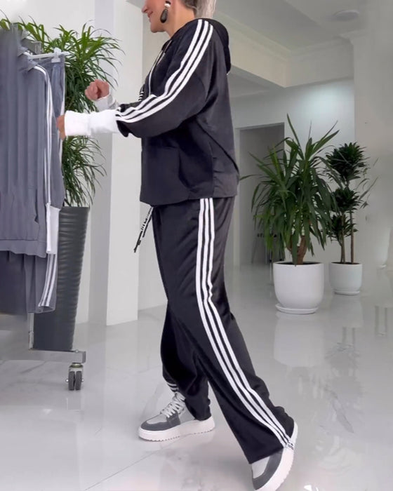 Hooded sweatshirt and pants two-piece set