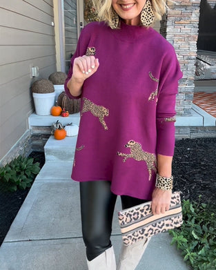 Cheetah pattern loose sweater
