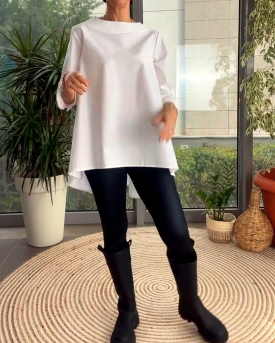 Solid color commuting top