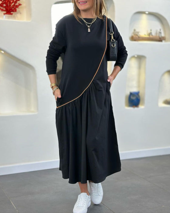 Shift Dress with Pocket and Long Sleeve