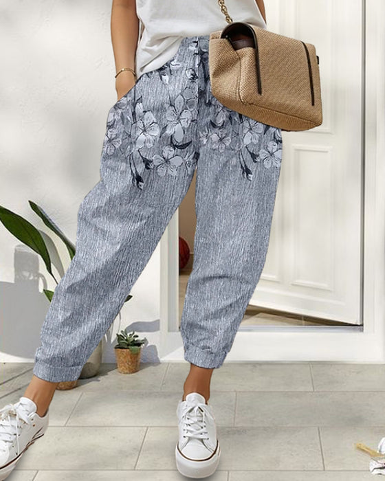 Women's Pocket Printed Casual Jeans