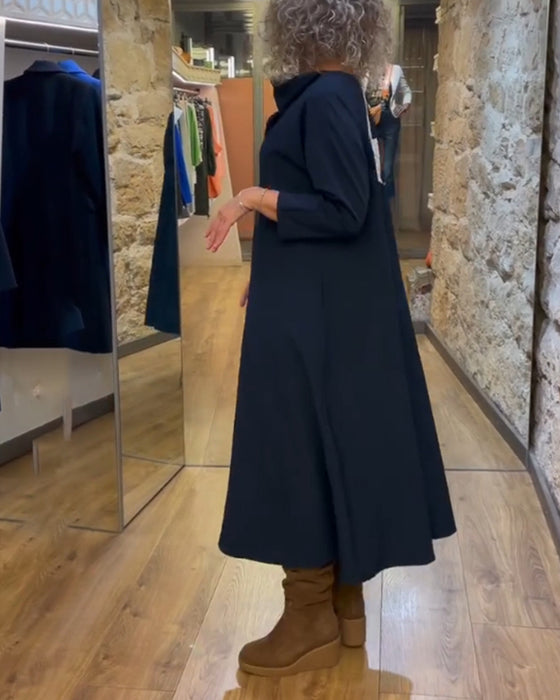 Solid color pocket casual dress