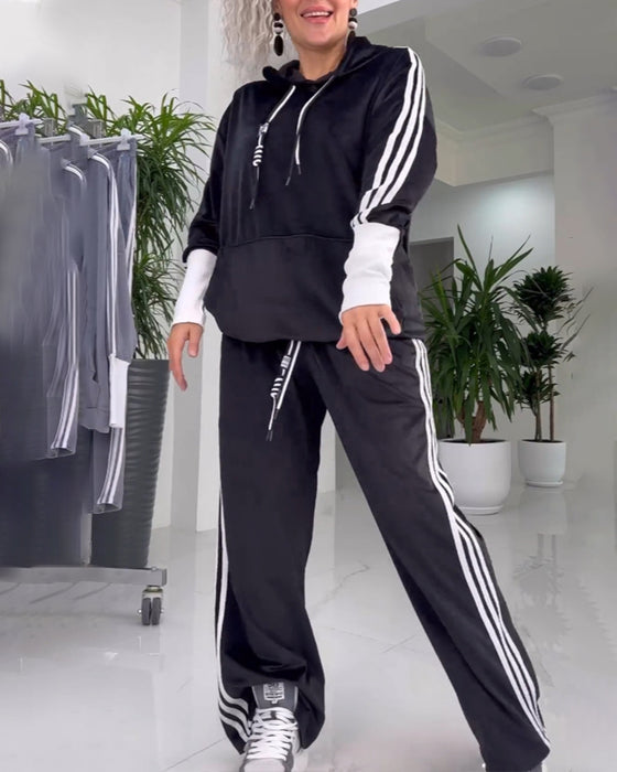 Hooded sweatshirt and pants two-piece set