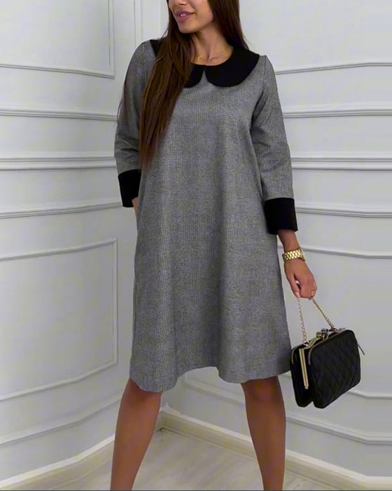 Casual Pocket Dress with Peter Pan Collar