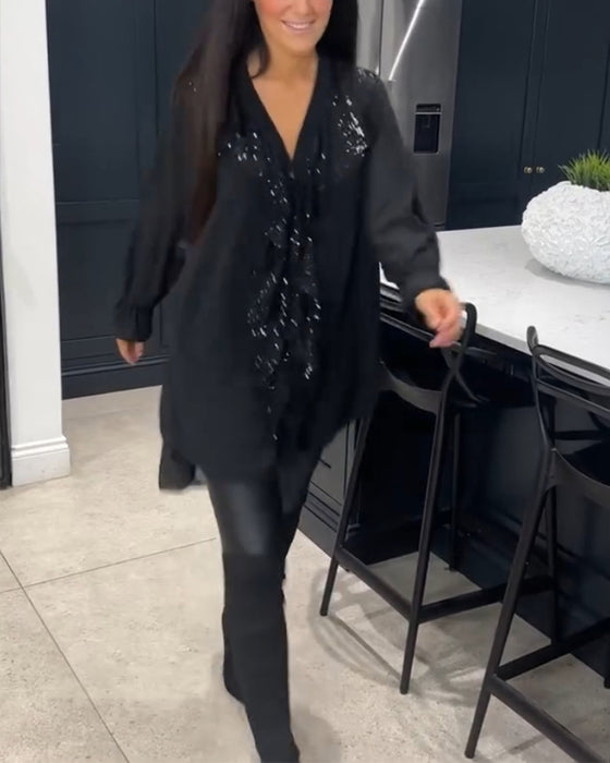 Ruffled elegant style blouse