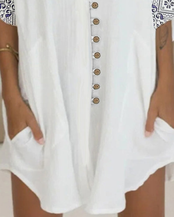 3/4 sleeve button down dress