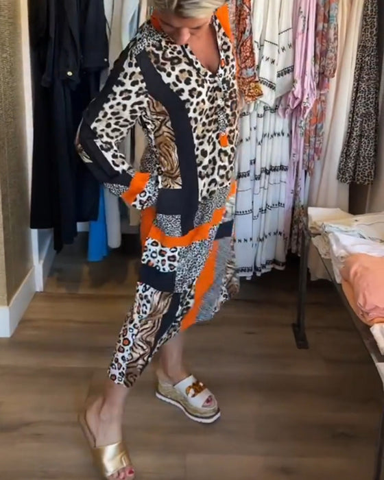 Leopard geometric print dress
