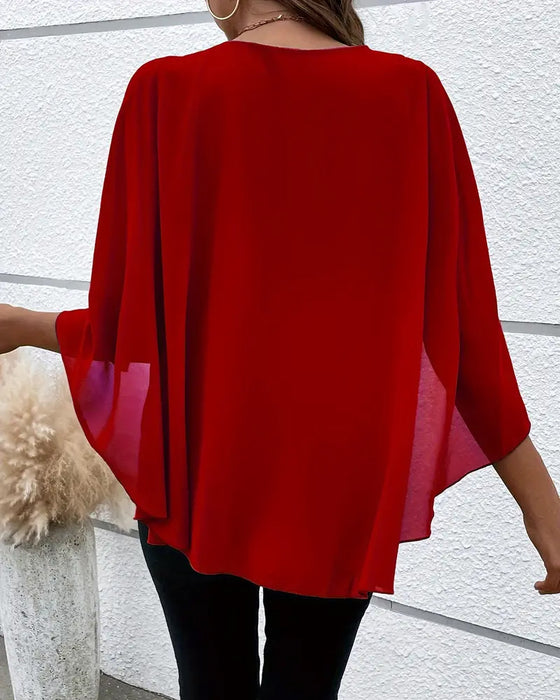Bat Sleeve Round Neck Top
