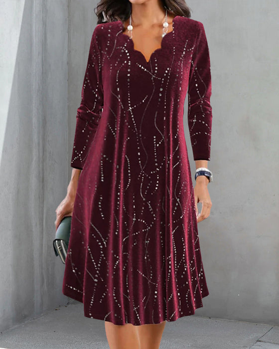 V-neck long-sleeve elegant dress