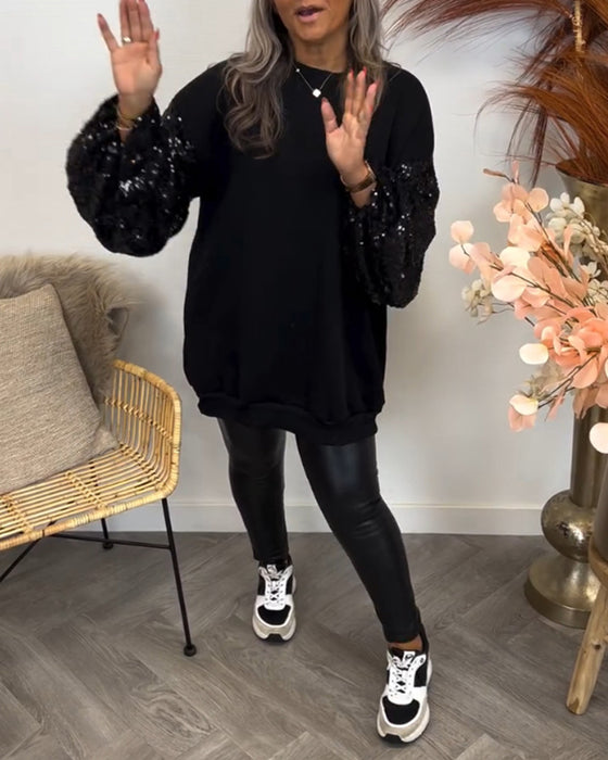 Solid color patchwork sweatshirt