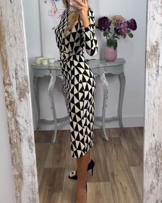 Bodycon Dress with Geometric Print
